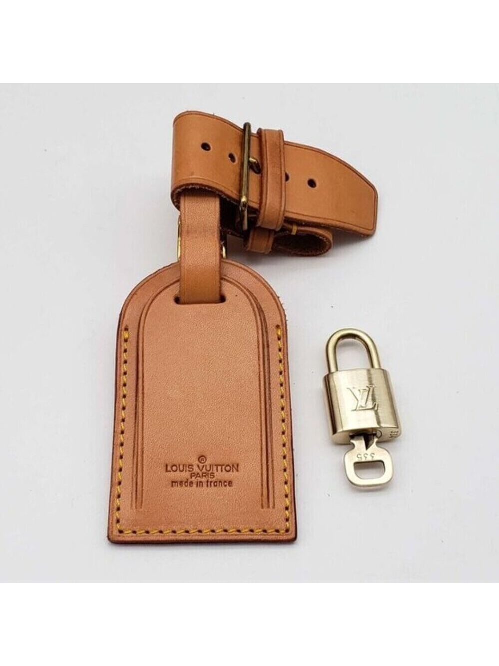 Authentic Louie Vuitton Luggage tag with Lock and Key 121225